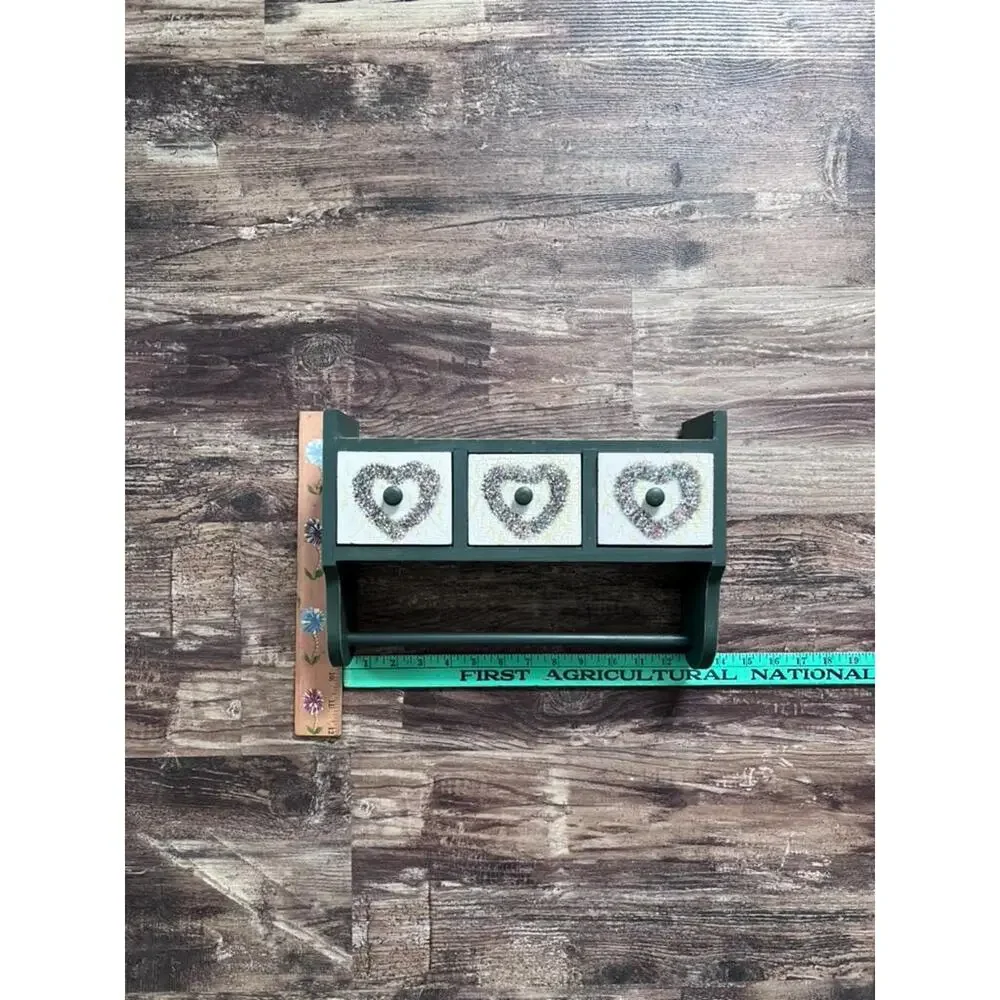 Vintage Wooden Wall Shelf with 3 Drawers | Cottage Kitchen Organizer